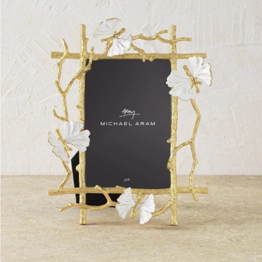 Michael Aram Gold and White Butterfly Frame